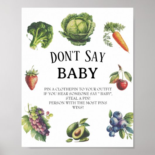 ホワイトファームベイビーシャワー言わないベビーゲーム ポスター (正面)