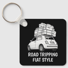 ホワイトフィアット車 キーホルダー