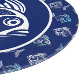 ホワイトフィッシュの深いブルー海 カッティングボード (角)