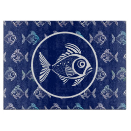 ホワイトフィッシュの深いブルー海 カッティングボード