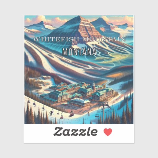 ホワイトフィッシュマウンテンモンタナ3インチビニールステッカー シール (シート)