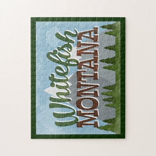 ホワイトフィッシュモンタナおもしろいレトロスノーウィースマウンテン ジグソーパズル (縦)