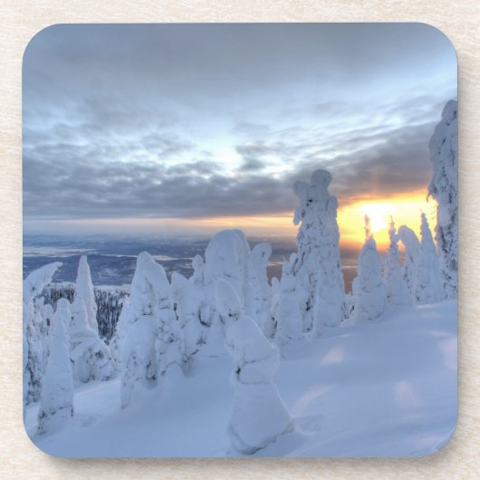 ホワイトフィッシュ山の夕暮れの雪の幽霊 コースター (正面)