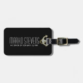 ホワイトフェイクグリッターと金ゴールド航海のいかり ラゲッジタグ (正面横)