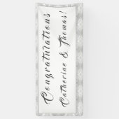 ホワイトフェイクサテンおめでとう 横断幕 (縦)