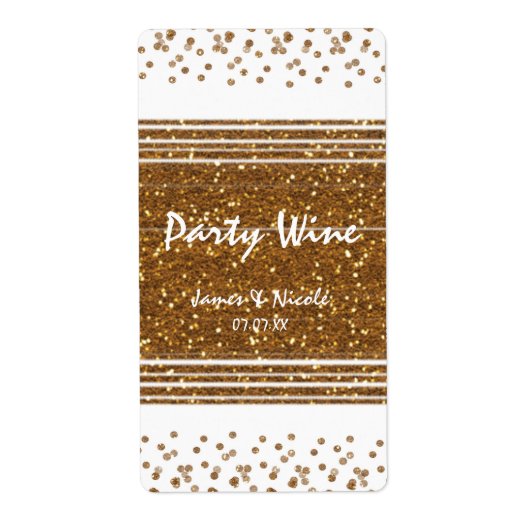 ホワイトフェイクブラシ金ゴールドグリッターワインラベル ラベル (正面)