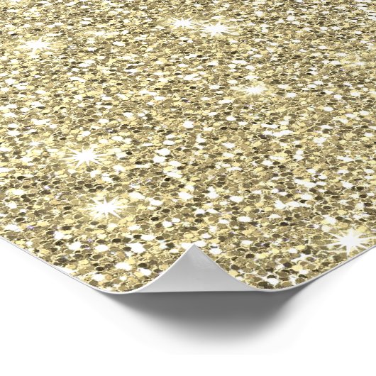 ホワイトフェイク金ゴールドグリッターシエレガントック ポスター (角)