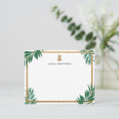 ホワイトフェイク金ゴールドグリッターパイナッパーソナライズされたプル サンキューカード (スタンド正面)