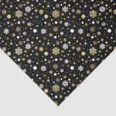 ホワイトフェイク金ゴールドスノーフレーク水玉模様オンブラック 薄葉紙 (詳細)