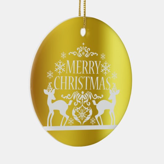 ホワイトフェイク金ゴールドメリークリスマスセラミックオーナメント セラミックオーナメント (右)