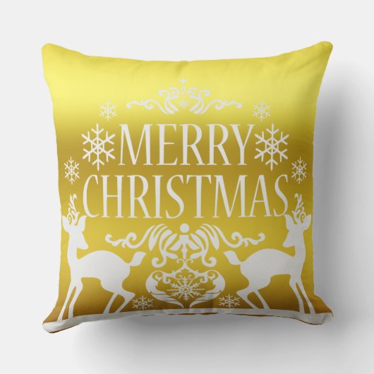 ホワイトフェイク金ゴールドメリークリスマス装飾枕 クッション (裏面)