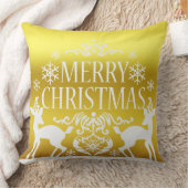 ホワイトフェイク金ゴールドメリークリスマス装飾枕 クッション (ブランケット)