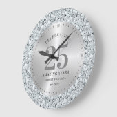 ホワイトフェイク・ダイヤモンド25歳の誕生日 ラージ壁時計 (傾斜)