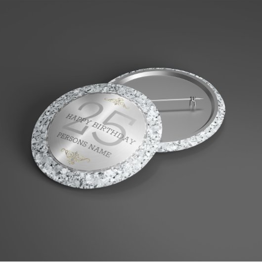 ホワイトフェイク・ダイヤモンド25歳の誕生日 缶バッジ