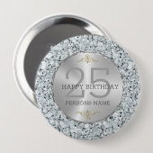 ホワイトフェイク・ダイヤモンド25歳の誕生日 缶バッジ (正面&裏面)