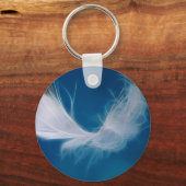 ホワイトフェザーアート – 純粋さと無垢のシンボル キーホルダー (正面)