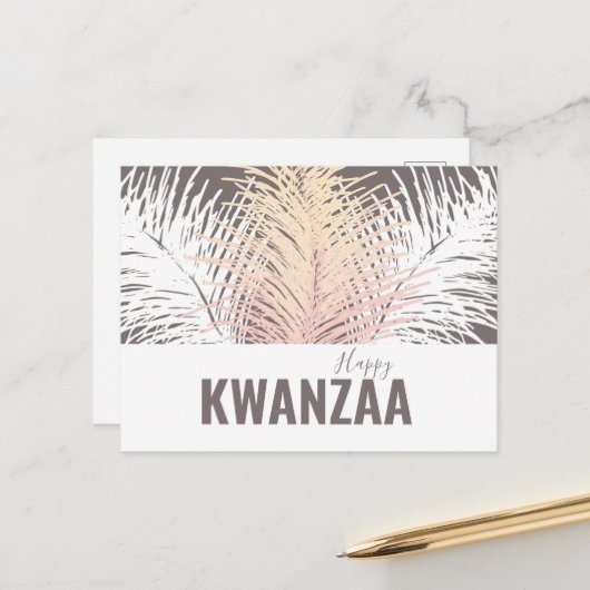 ホワイトフェザーズブラックホリデーハッピークワンザ ポストカード (正面/裏面インサイチュ)