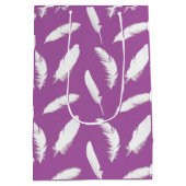 ホワイトフェザープリントオンアメジスト紫 ミディアムペーパーバッグ (裏面)