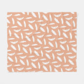 ホワイトフェザープリントオンソフトピーチ フリースブランケット (正面(横))