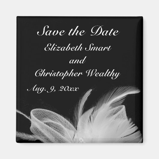 ホワイトフェザー日付磁石を保存 マグネット (正面)