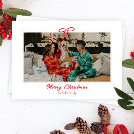 ホワイトフェスティバルレッドボウクリスマスホリデーフォト シーズンカード
