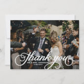 ホワイトフェミニンスクリプ結婚ト写真 サンキューカード (正面)