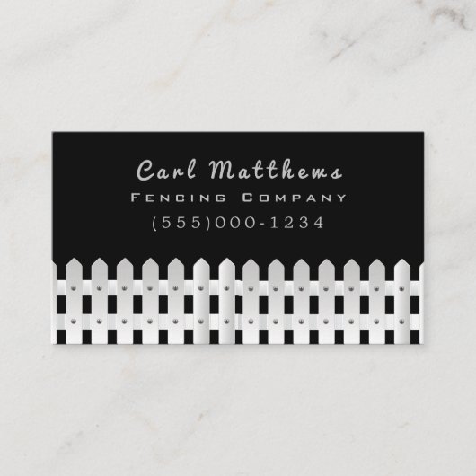 ホワイトフェンスデザインフェンシング会社 名刺 (正面)