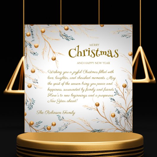 ホワイトフエレガントァミリーモノグラムクリスマスカード シーズンカード