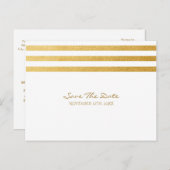 ホワイトフォイルとゴールドストライプフォイルの日付はがきを保存 案内ポストカード (正面/裏面)