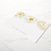 ホワイトフォイルとゴールドフォイルのフローラのサンキューカード 箔招待状 (回転した状態)