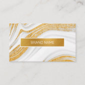 ホワイトフォイルとゴールドフォイルの抽象芸術カスタムロゴ 名刺 (正面)