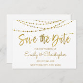 ホワイトフォイルとゴールドフォイル日付を保存 案内ポストカード (正面/裏面)