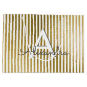 ホワイトフォイルストライプのモノグラム&イニシャル ラージペーパーバッグ (裏面)