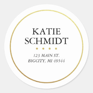 ホワイトフォイルフェイク付き差出人住所ラベル ラウンドシール