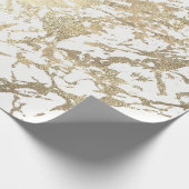 ホワイトフォキエ金ゴールド大理石光沢のあるメタリックストローク ラッピングペーパー (角)