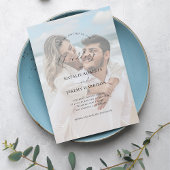 ホワイトフォトオーバーレイ2色あせた写真結婚ズ 招待状