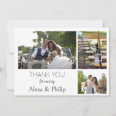 ホワイトフォトコラージュ結婚のサンキューカード シーズンカード (正面)