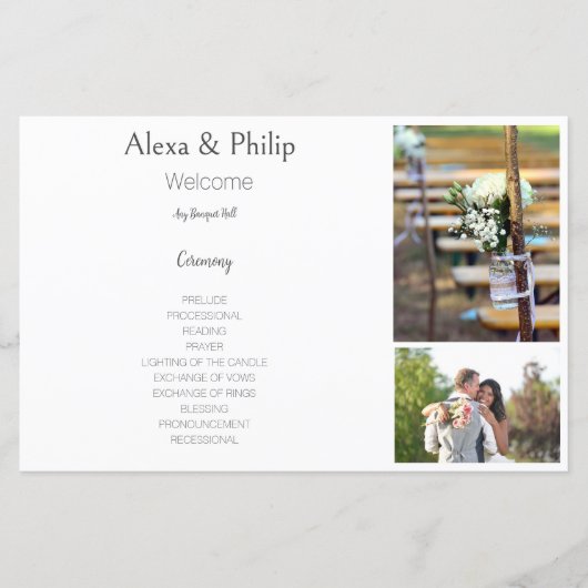 ホワイトフォトコラージュ結婚式 プログラム (正面)