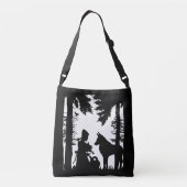 ホワイトフォレストウルフにライディングフードブラックシルエット クロスボディバッグ (裏面)