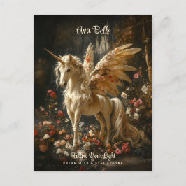 ホワイトフォレストユニコーンフローラペガサス勇気付けられる ポストカード
