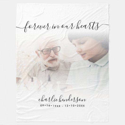 ホワイトフォーエバーで我々のハート写真メモリアル献上品 フリースブランケット (正面)