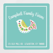 ホワイトフォークアートバードプロダクトラベル ラベル (デザイン1)