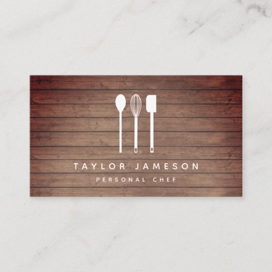 ホワイトフォークスシェフキャテラーレストランブラック 名刺 (正面)