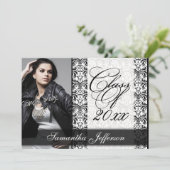 ホワイトフォーマルデザイン写真卒業 招待状 (スタンド正面)