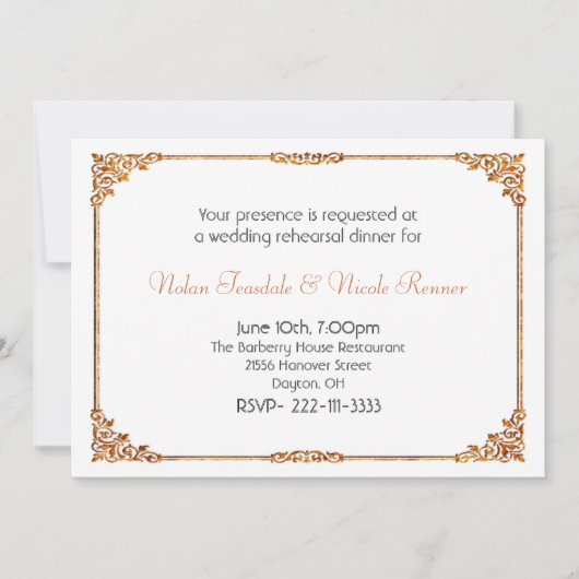 ホワイトフォーマルリハー結婚サルディナー招待状 招待状 (正面)