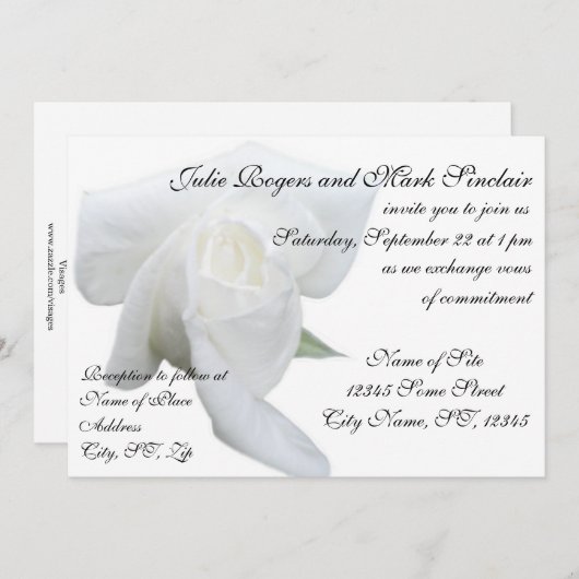 ホワイトフォーマルロ結婚ースパーソナライズされた招待状 招待状 (正面/裏面)