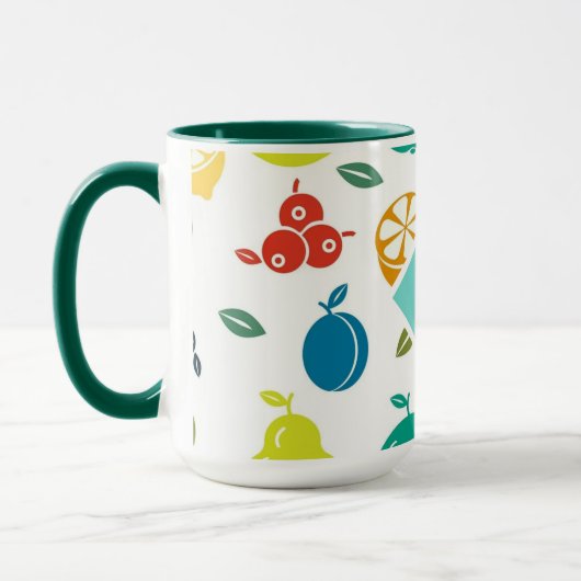 ホワイトフカラフルルーツモノグラム誕生日 マグカップ (左)