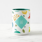 ホワイトフカラフルルーツモノグラム誕生日 マグカップ (中央)