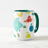 ホワイトフカラフルルーツモノグラム誕生日 マグカップ (正面右)