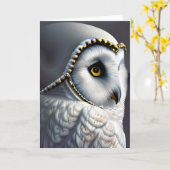 ホワイトフクロウと金ゴールド詳細アイアート カード (黄色い花)